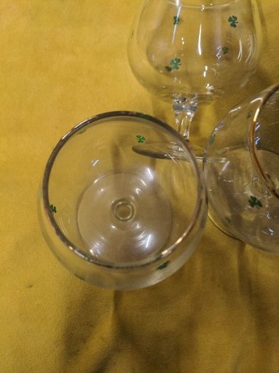 VINTAGE Shamrock,gold trimmed Brandy glasses set of 4.