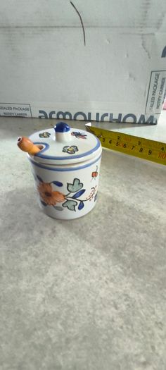 Moutarde De Dijon Maille 1747 France Floral Porcelain Lid Jar W/glass Spoon New