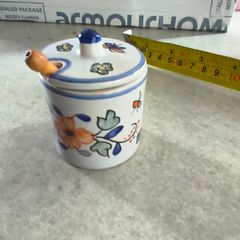 Moutarde De Dijon Maille 1747 France Floral Porcelain Lid Jar W/glass Spoon New
