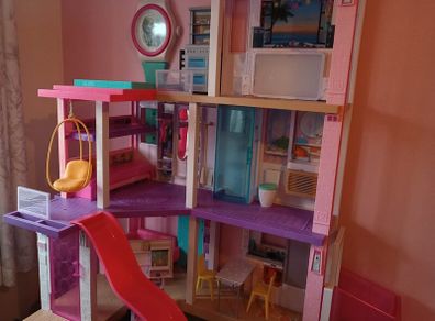 Barbie DreamHouse Dollhouse with 75+ Accessories and Wheelchair Accessible Elevator, 10 Play Areas, 3 Custom Light Settings & Music, GRG93