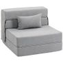 Floor sofa, upholstered couch, convertible to mattress, foam, cushion, Light Gray Image 5