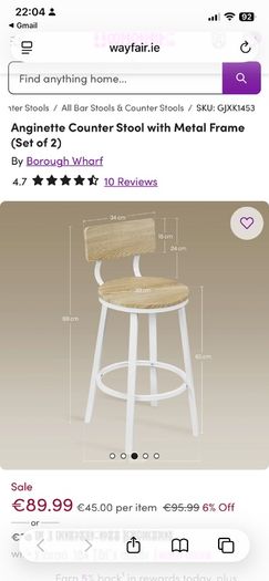 Two breakfast bar stools