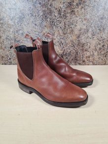 Mens Rm Williams Comfort Craftsman Chelsea Boots Dark Tan Size Uk 8 H Wide Foot