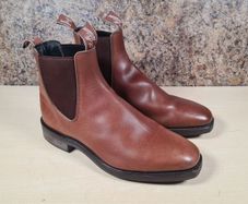 Mens Rm Williams Comfort Craftsman Chelsea Boots Dark Tan Size Uk 8 H Wide Foot