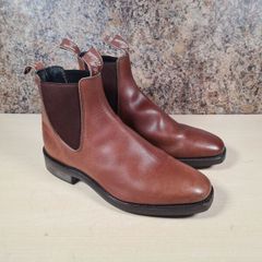 Mens Rm Williams Comfort Craftsman Chelsea Boots Dark Tan Size Uk 8 H Wide Foot