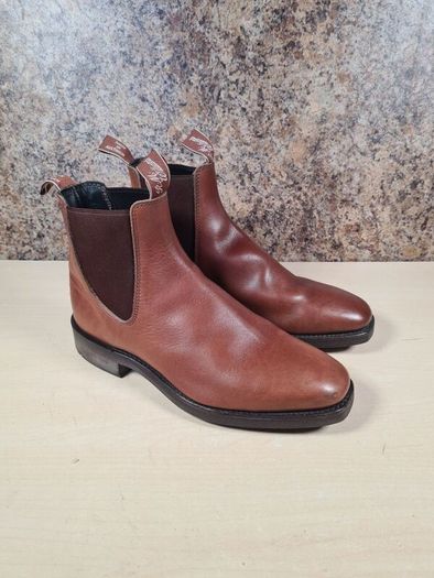 Mens Rm Williams Comfort Craftsman Chelsea Boots Dark Tan Size Uk 8 H Wide Foot