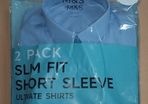 M&S 2 pack slim fit short sleeve blue  shirts