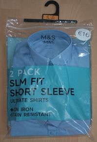 M&S 2 pack slim fit short sleeve blue  shirts