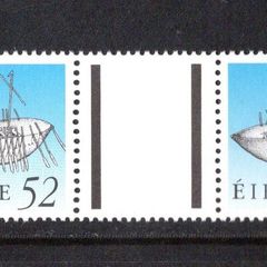 1990-91 Ireland 52p Broighter Boat Seventh Definitive Stamp Treasures Series of Ireland Gutter Pair Mint Never Hinged (MNH)