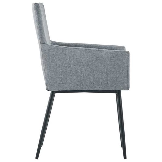 Dining Chairs with Armrests 6 pcs Light Grey Fabric