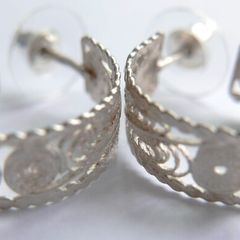 Vintage Sterling Silver Filigree Hoop Earrings