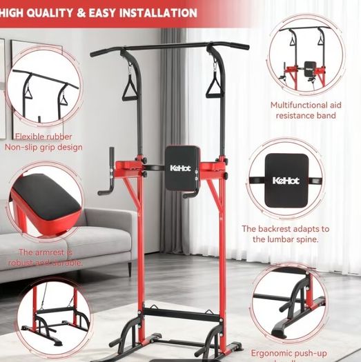 6-in-1 Adjustable Pull Up Bar Stand Heavy Duty  with Resistance Bands