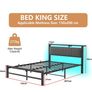 King Size Bed Frame with Storage Headboard, 5ft Upholstered Bed Frame Kingsize with Charging Station and LED Lights/Under Bed Storage/No Box Spring Needed, Dark Gray Image 7