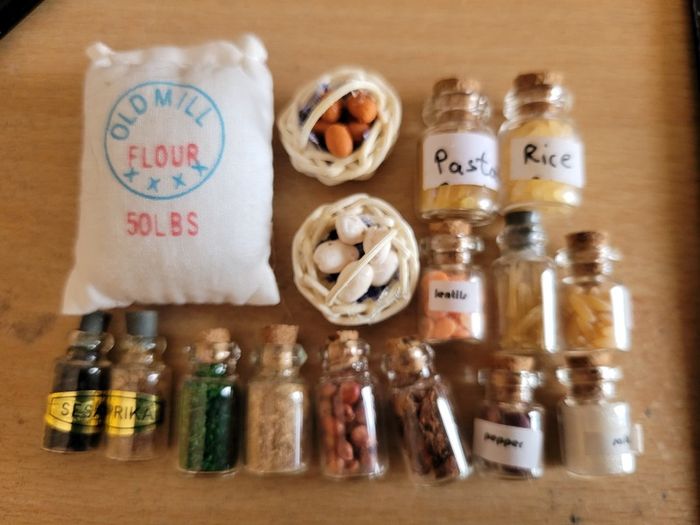 Miniature shop, dolls house groceries, food, sweets