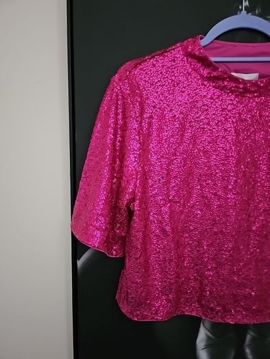Pink Sequins Blouse S New