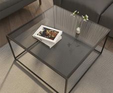 Coffee Table, Side Table, Living Room Table, Glass Table, Sofa Table, Round, 4 mm, Black
