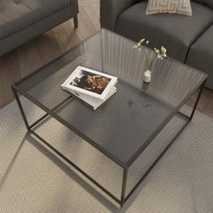 Coffee Table, Side Table, Living Room Table, Glass Table, Sofa Table, Round, 4 mm, Black