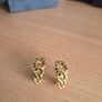 Vintage Gold Tone and Red Crystal Earrings Image 2