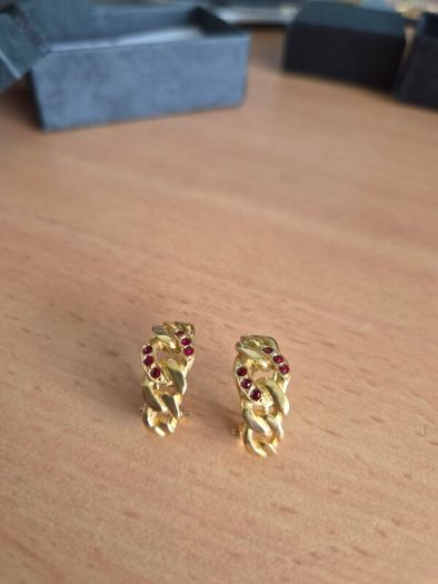 Vintage Gold Tone and Red Crystal Earrings