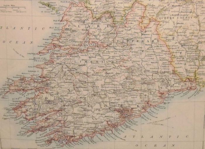 Pair Antique Maps Ireland 1905