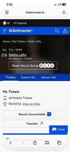 Stella Lefty x2 tickets