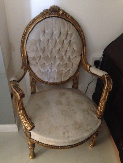 2 Antique Gold chairs with oval back