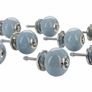 Blue-Grey Crackle Handmade Design Round Ceramic Door Knobs, Vintage, Shabby Chic, Interior Furniture, Cabinet Wardrobe Cupboard Drawers Pulls Handles (8-Pack) Image 3
