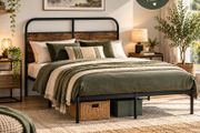 4ft Small Double Metal Bed Frame with Headboard