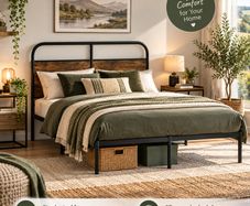 4ft Small Double Metal Bed Frame with Headboard