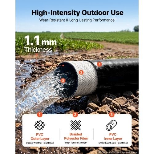 Lay Flat Backwash Water Pump Hose, for Swimming Pool Sand Filter Sump Pump, Heavy Duty