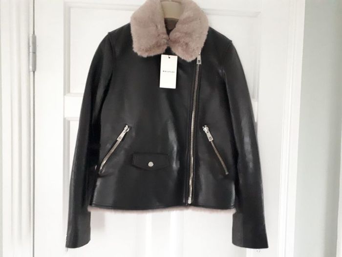 Whistles - Leather Biker Aviator Jacket - Black - UK 8 - BNWT RRP 479