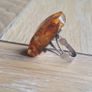Vintage Soviet Era Baltic Amber Ring, Unusual Hallmark, Statement Piece Image 3
