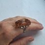 Vintage Soviet Era Baltic Amber Ring, Unusual Hallmark, Statement Piece Image 5
