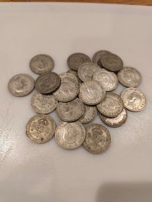 English 2 shilling coins