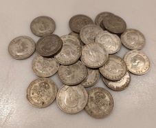 English 2 shilling coins