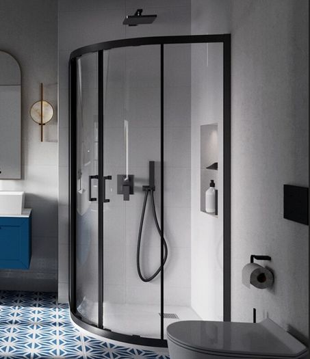 BESCO Shower Enclosure Quadrant Balck 80x80x190cm
