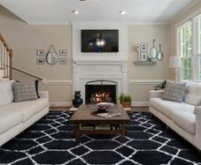 Geometric Rugs for Bedroom, 120x170cm Black and White Lines Fluffy Area Rugs for Living Room, Kids Room, Nursery Decor, Non-Slip Modern Shaggy Floor Carpet, Low Shedding