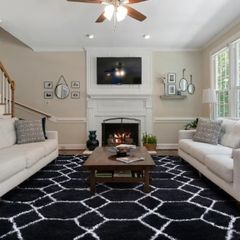 Geometric Rugs for Bedroom, 120x170cm Black and White Lines Fluffy Area Rugs for Living Room, Kids Room, Nursery Decor, Non-Slip Modern Shaggy Floor Carpet, Low Shedding