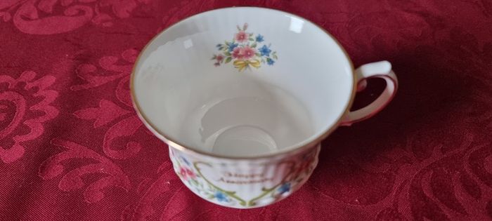 Rare Elizabethan Staffordshire Fine Bone China July Flower Of The Month Tea Cup And Saucer Made in England