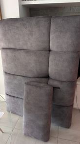Grey upholstered seating and matching headrest