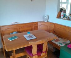 Corner seating and table, plus chairs