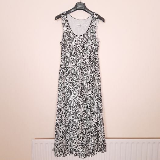 Roman Originals Black White Metallic Monochrome Abstract Print Sleeveless Midi Dress 16UK/44EU
