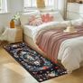 Black Flower Runner Rug for Entryway, Hallway Runner Non Slip,Washable Long Floor Carpet, Boho Low Pile Long Hall Rug for Kitchen, Corridor, Bedroom, Living Room, Laundry (Black, 60x180cm) Image 7