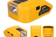 USB Adapter with 140lm LED Work Light for Dewalt 18V 20V Li-ion Battery,Portable Power Source Converter with USB Type-C DC 12V