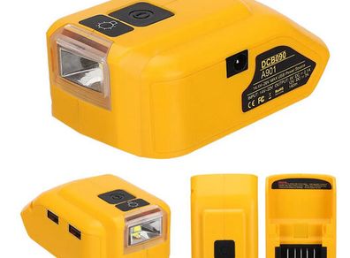 USB Adapter with 140lm LED Work Light for Dewalt 18V 20V Li-ion Battery,Portable Power Source Converter with USB Type-C DC 12V