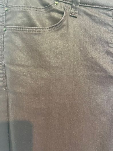 Marks & Spencer Ladies Faux Leather Brown Slender Ankle Grazer Trousers, Jeans. Size 14 Medium. Slight Stretch. In Excellent Condition