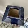 Blue and gold square lidded jar. Image 3