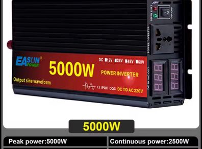 12V/24V 220V 5000w Pure Sine Wave Power Inverter Voltage Transformer DC12V to AC 220V Converter+2 LED Display