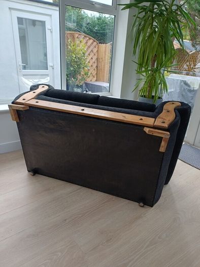 Two Seater Black Fabric Sofa