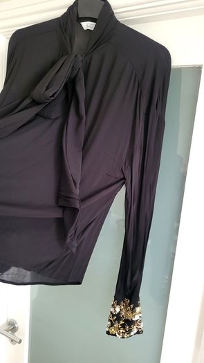 & other stories black pussy bow blouse with embellished cuffs Sz 10 UK - Rrp 89.99